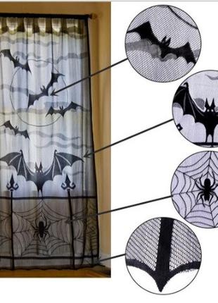Декор на хеллоуїн штора кажани 1шт. - довжина 213см, ширина 116см2 фото