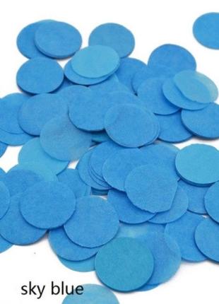 Конфетти голубые кружочки - 10г, размер одного кружка около 2,5см, бумага