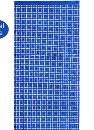 Дощик для фотозони синій кубиками з голограмою - висота 2 метра, ширина 1 метр