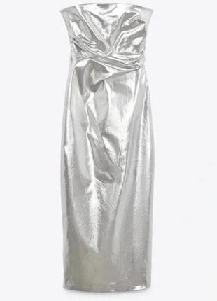 Неймовірна срібляста сукня зара м 3152/390 zara4 фото