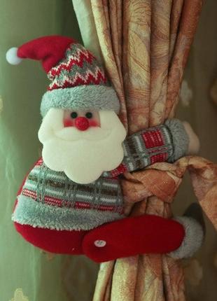Декор на новый год дед мороз размер 31*24см, текстиль, на липучках