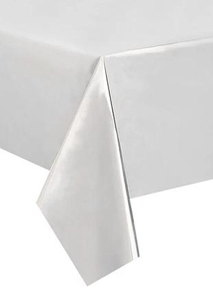 Скатерть клеенка из фольги серебристая - размер 270*100см