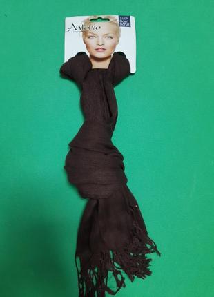 Шарф коричневого цвета женский - размер шарфа приблизительно 170*65см, 100% полиэстер1 фото