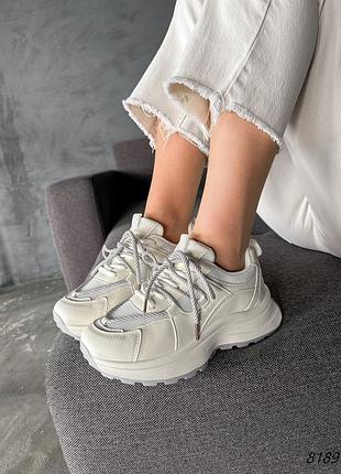 Кроссовки женские jery молочные экокожа /текстиль