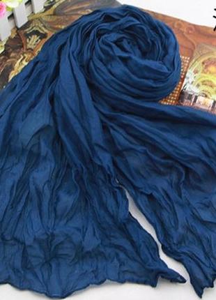 Шарф темно-синий - размер шарфа 170*40см, хлопок, полиэстер