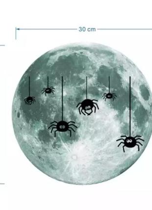 Наклейки на хелловін фосфорні "павуки" - діаметр 30см, (набирає світло і світиться в темряві)2 фото
