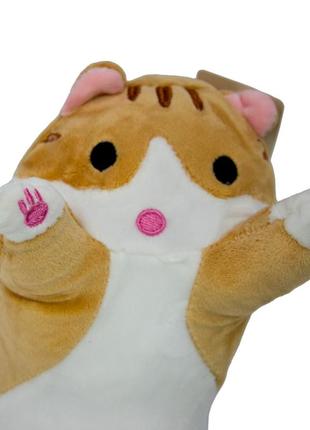 Кіт батон іграшка бежевий 47 см, дитяча подушка обіймашка кіт багет | мягкая игрушка подушка5 фото