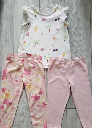 Набор комплект костюм на лето для девочки футболка zara лосины h&amp;m4 фото