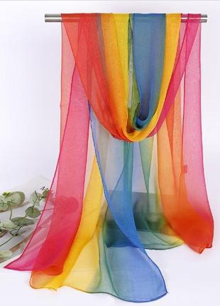 Женский шарф шифоновый разноцветный - размер приблизительно 150*48см
