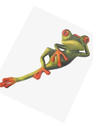 Наклейка "жаба відпочиває" - 12*5см, (розмір самої жаби 15*5см)