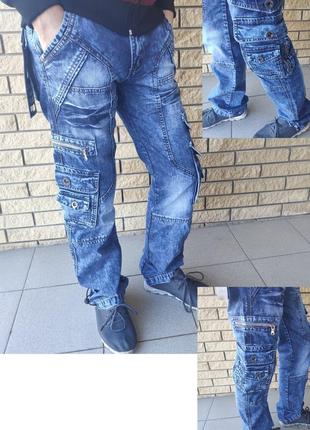 Джинсы мужские коттоновые с накладными карманами "карго" vigoocc, турция