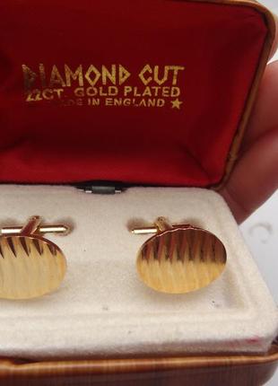 Запонки колекційні позолота diamont cut 22cc gold plated1 фото
