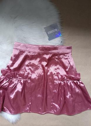Юбка юбка базовая классическая мини короткая атласная шелковая сток1 фото