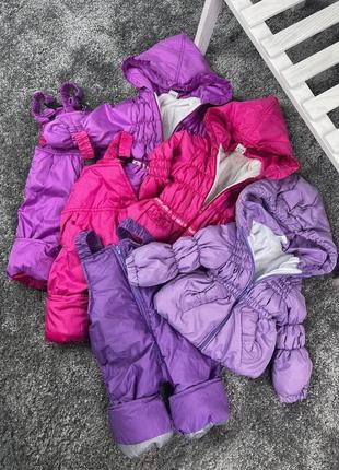 Демисезонная куртка на флисе + комбинезон от 9 до 24 месяцев, для девочки и мальчиков