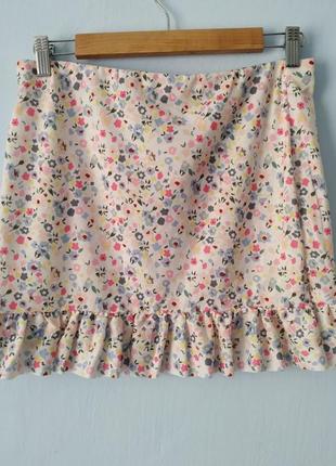 Спідниця юбка базова класична міні коротка квітковий принт сток нова4 фото