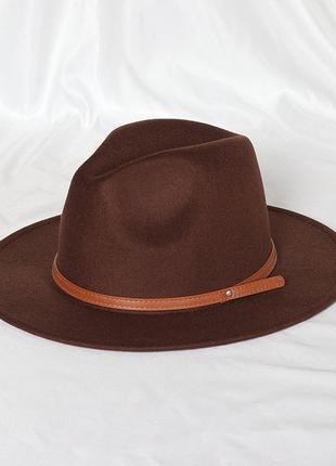Шляпа федора унисекс с устойчивыми полями vintage коричневая