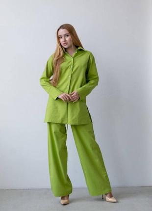 Костюм королевский лен салатовый