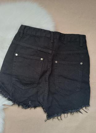 Шорты базовые классические короткие черные джинсовая с необработанным краем сток3 фото