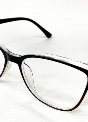 Коригуючі окуляри для зору жіночі комп'ютерні лисчики в пластиковій двокольоровій оправі дужки на флексах