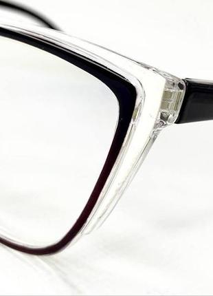 Корректирующие очки для зрения женские компьютерные лисички в пластиковой двухцветной оправе