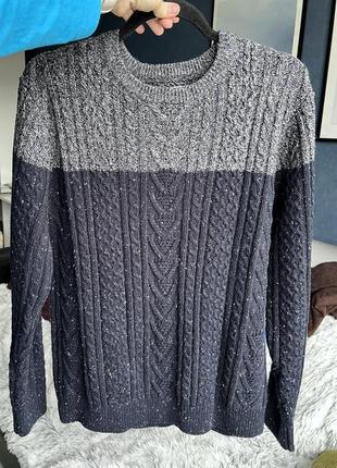 Светр чоловічий next м синьо-сірий гарний стан 15% вовна