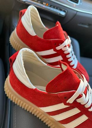 Червоні замшеві кеди жіночі кросівки на потовщеній підошві5 фото
