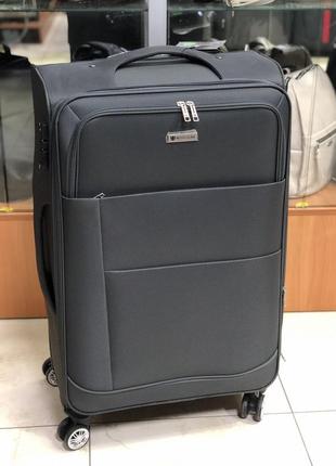 Большой чемодан тканевый wmbaoluo серый