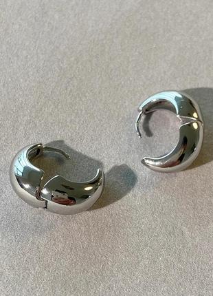 Гладкі металеві масивні сережки-кільця модні круглі, яскраві сережки, ювелірні вироби в стилі панк2 фото