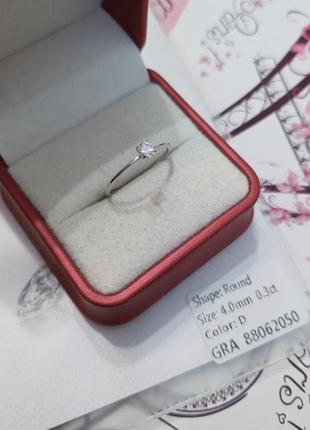 Серебряное кольцо с бриллиантом муассанитом 0,3 ct. муассанит7 фото