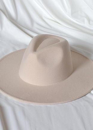 Шляпа федора унисекс с широкими полями 9,5 см original молочная1 фото