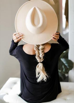 Шляпа федора унисекс с широкими полями 9,5 см original молочная4 фото