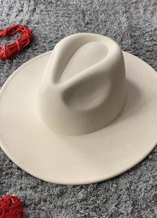 Шляпа федора унисекс с широкими полями 9,5 см original молочная6 фото