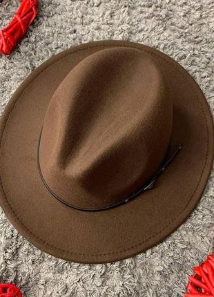 Шляпа федора унисекс с устойчивыми полями classic коричневая5 фото