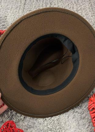 Шляпа федора унисекс с устойчивыми полями classic коричневая6 фото