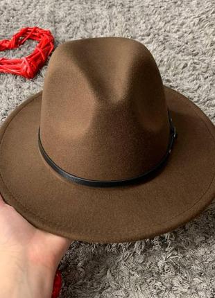 Шляпа федора унисекс с устойчивыми полями classic коричневая4 фото