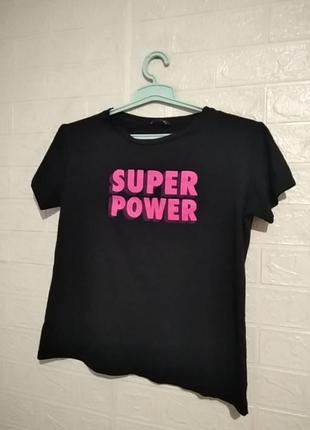 Черная футболка с надписью super power