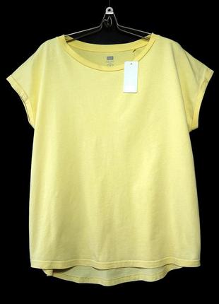 Удлиненная желтая трикотажная футболка из хлопка р.16