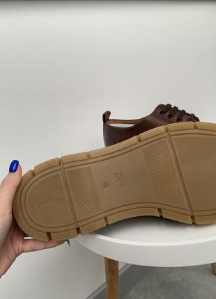 Мужские туфли zara коричневого цвета, новые, размер 456 фото