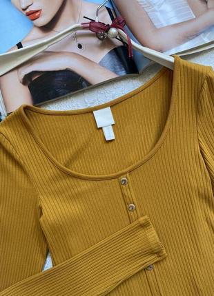 Топ лонгслів в рубчік з довгим рукавом /h&m/розмір xs