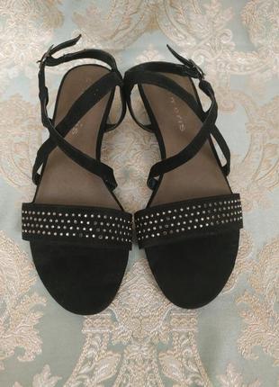 Босоножки черные с камушками красивые и удобные tamaris