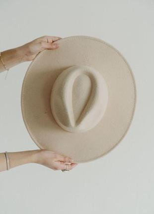 Шляпа федора унисекс с широкими полями 9,5 см original молочная8 фото