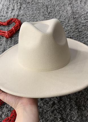 Шляпа федора унисекс с широкими полями 9,5 см original молочная3 фото