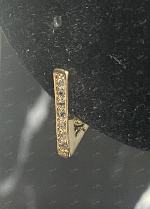 Жіночі xuping сережки-конго(кільця) позолота 18к з камінням позолочені трикутники.5 фото