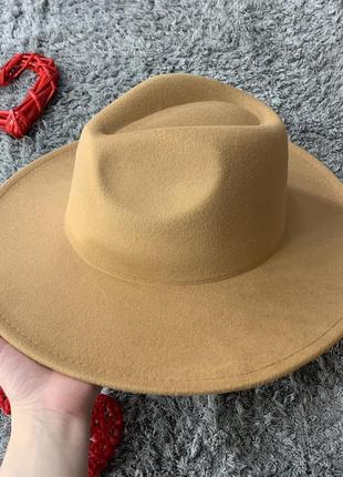 Шляпа федора унисекс с широкими полями 9,5 см original бежевая7 фото