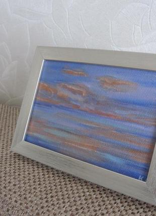 Картина море закат,холст на двп, масло1 фото