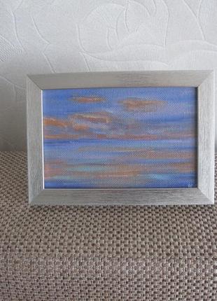 Картина море закат,холст на двп, масло2 фото