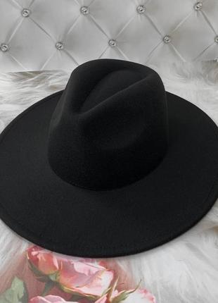 Шляпа федора унисекс с широкими полями 9,5 см original черная1 фото