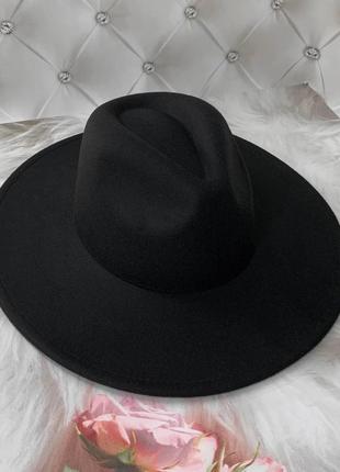 Шляпа федора унисекс с широкими полями 9,5 см original черная4 фото