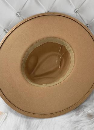 Шляпа федора унисекс с широкими полями 9,5 см original бежевая6 фото