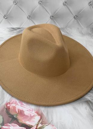 Шляпа федора унисекс с широкими полями 9,5 см original бежевая4 фото